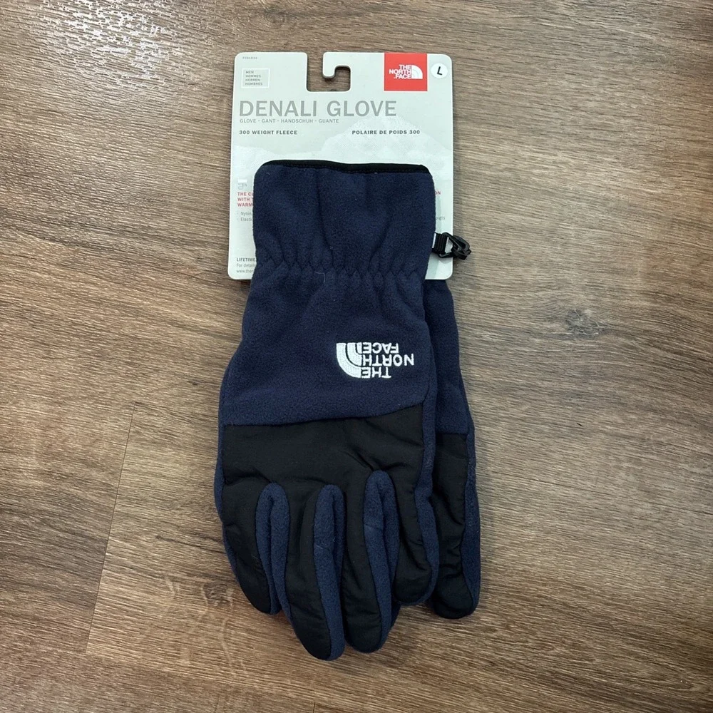 The North Face tNF Denali Gloves Mens Large Black Navy Blue 19836 NEW